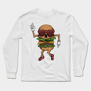 Skull Burger dancing Long Sleeve T-Shirt